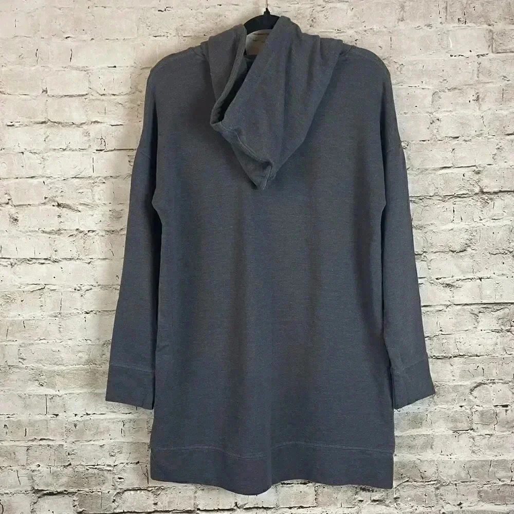 Soft Surroundings Small Gray Soho Hoodie Sweater Patch Pocket Slit Drawstring Sm - Picture 8 of 9